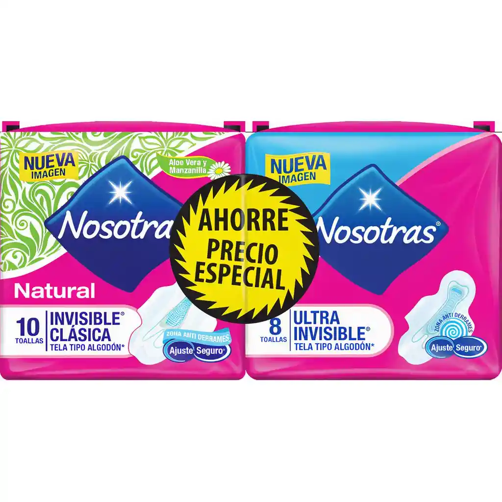 Nosotras Pack de Toalla Natural Invisible Clásica