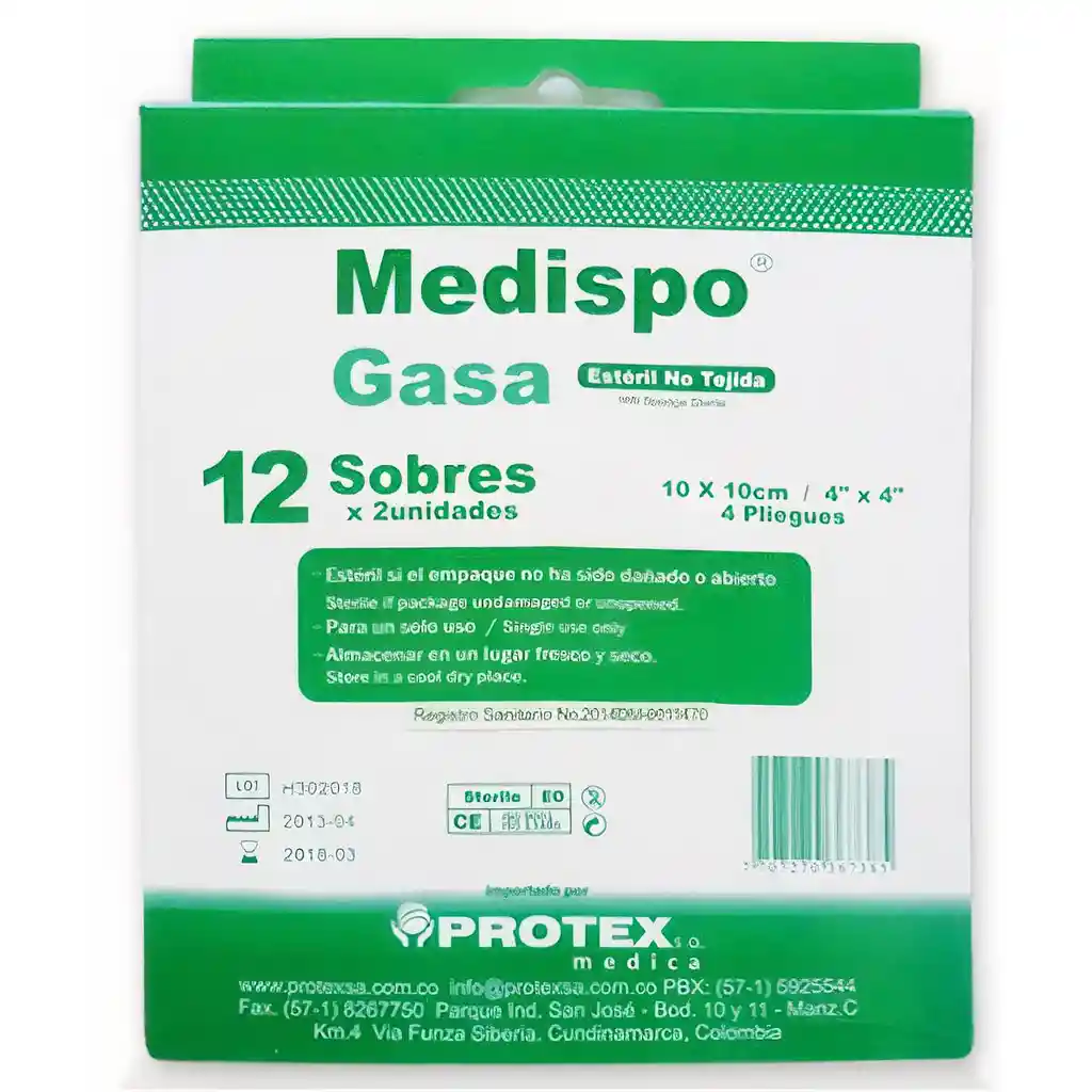 Medispo Gasa Estéril No Tejida 4 Pliegues