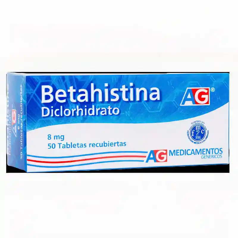 Betahistina Ag Diclorhidrato 8Mg Ag X 50 Tabletas