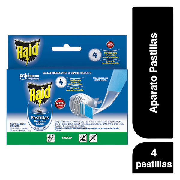 Repelente Raid Pastilla Eléctrica para Mosquitos con 4 Repuestos 30 g