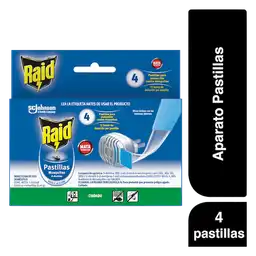 Raid Repelente en pastilla para insectos voladores unidad + 4 repuestos, 30 gr