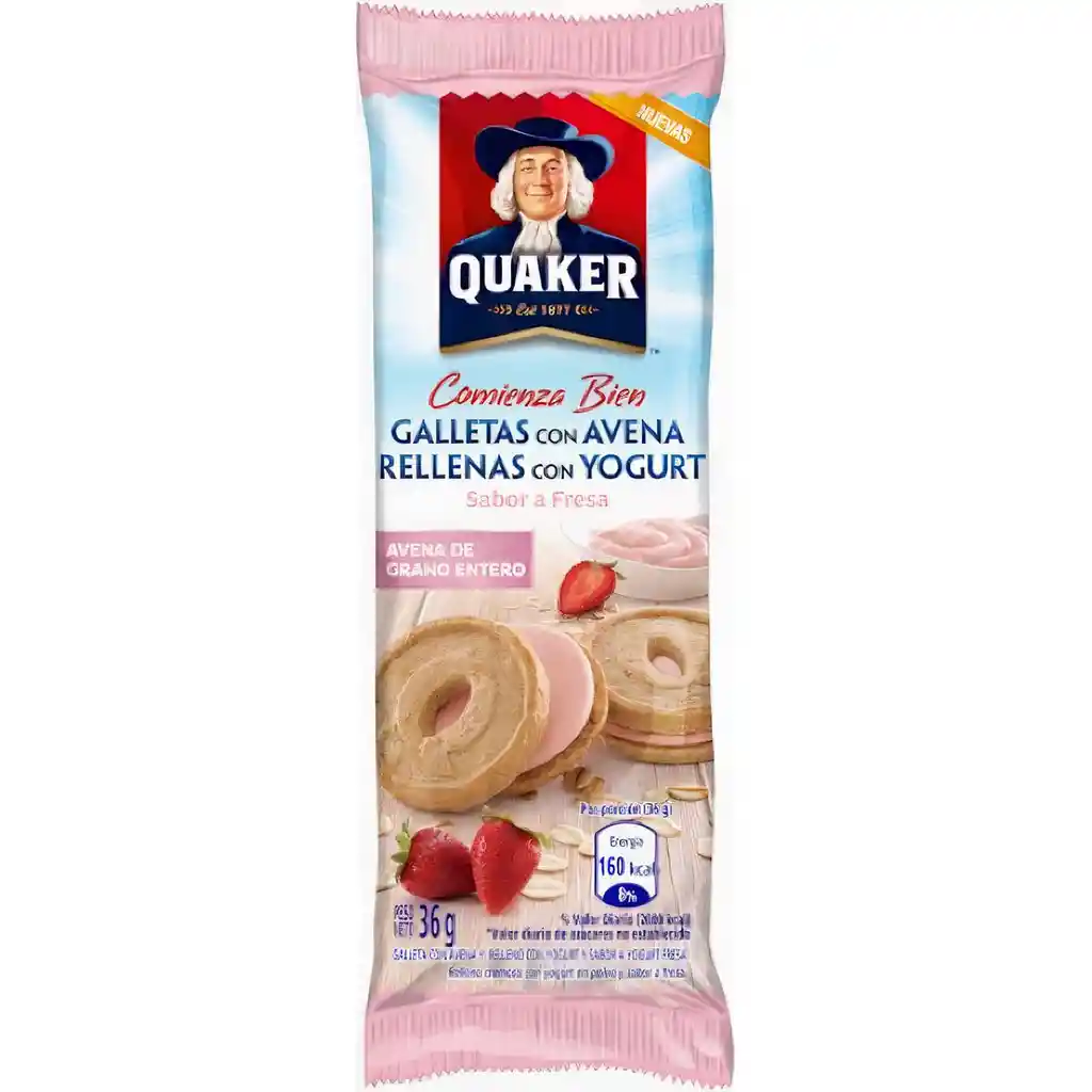 Quaker Galletas con Avena Rellenas de Yogurt Sabor a Fresa