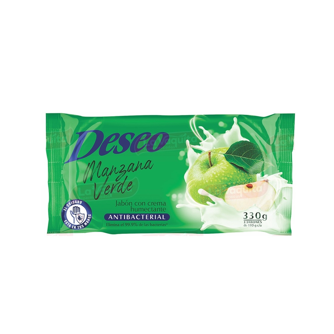 Deseo Jabón de Tocador Antibacterial Manzana Verde con Crema Humectante 330 g