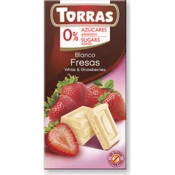 Torras Tableta Chocolate Blanco 0 Azucares Con Fresas