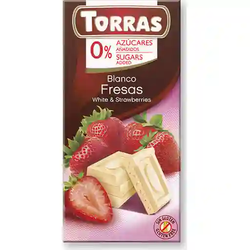 Torras Tableta Chocolate Blanco 0 Azucares Con Fresas
