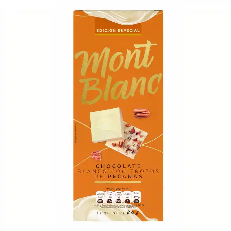 Mont Blanc Chocolate Blanco con Trozos de Pecanas