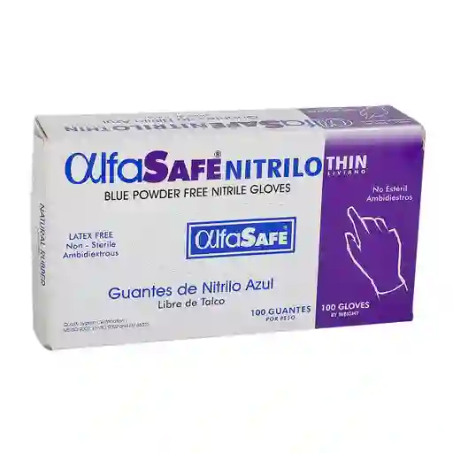 Alfa Safe Guantes de Nitrilo Azul Talla S
