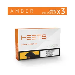 Heets Cigarrillos Amber Label Cajetilla 20 Und Pack X3
