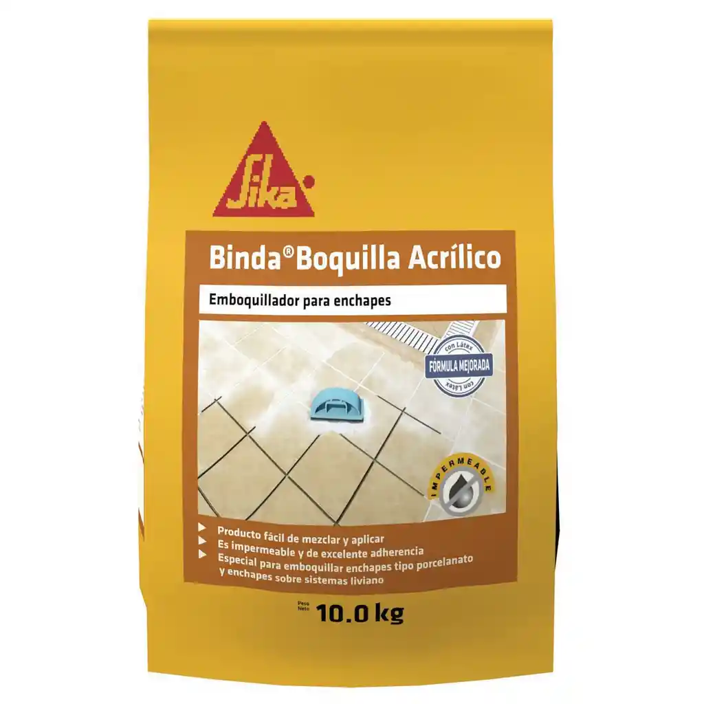 Sika Binda Boquilla Acrílico Mortero impermeable Blanco 10kg