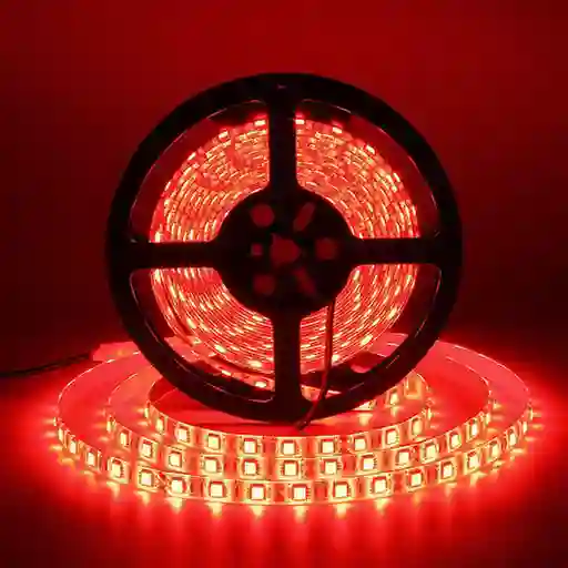 Cinta Led Genérico Luz Roja Rollo De 5 Metros + Adaptador 12v 2amp