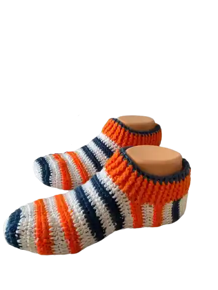 Babuchas Tejidas A Mano Crochet Botin Naranja