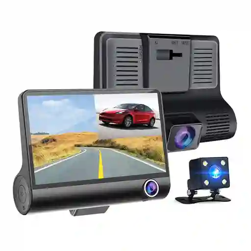 Cámara Para Carro DVR 3 Lentes 1080p Full HD Dash Cam 3 En 1
