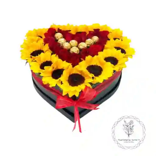 Ferrero Girasoles En Caja De Corazon Y Chocolates