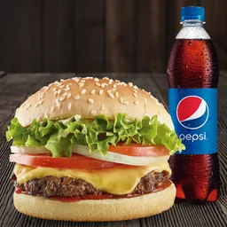 Hamburguesa Súper Presto con Pepsi