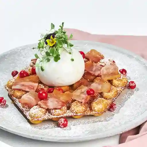 Waffle Burrata y Miel