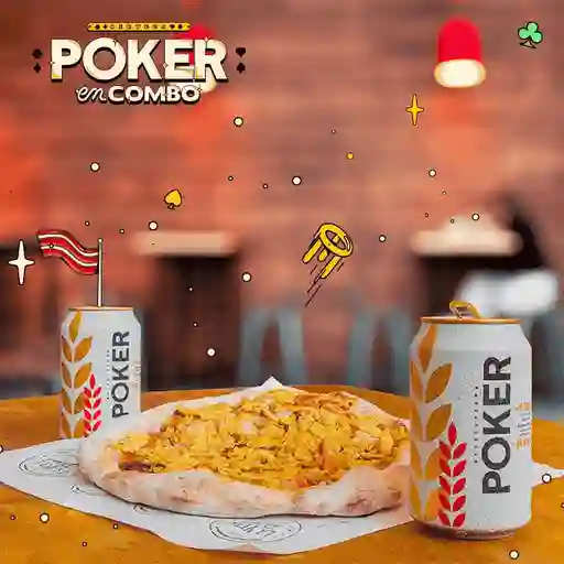 2 Cervezas Poker Pura Malta + 1 Pizza Personal