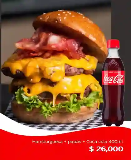 Super Combo Hamburguesa Doble O Nada + Papas + Sprite 400 ml