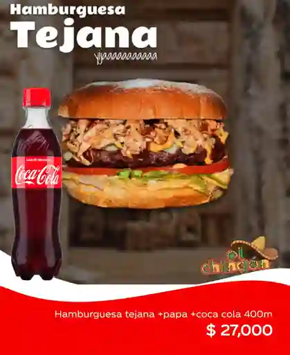 Hamburguesa Tejana + Papas + Coca Cola 400ml