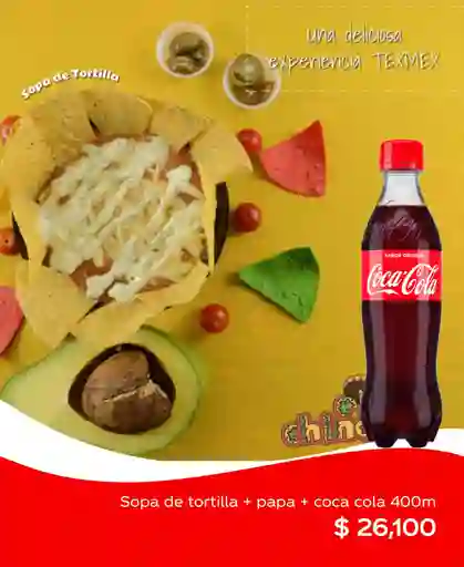 Sopa de Tortilla + Papá + Coca Cola 400ml