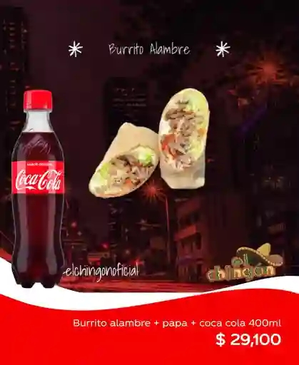 Burrito Alambre + Papas + Coca Cola 400 ml