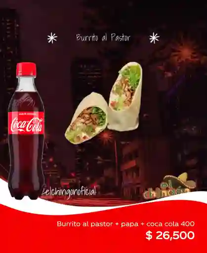Burrito al Pastor + Papas + Coca Cola 400 ml
