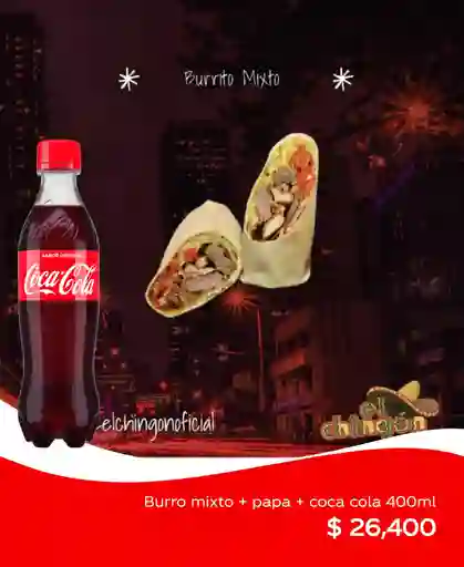 Burrito de Pollo + Papas + Coca Cola 400 ml