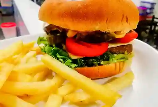 Hamburguesa de Pechuga con Papas