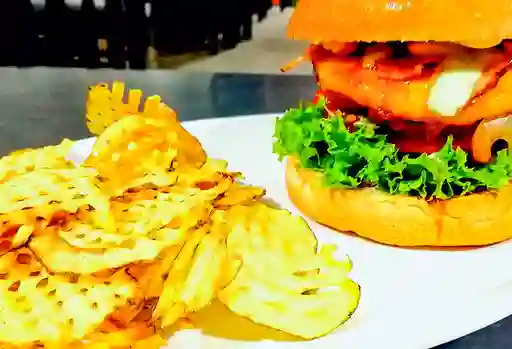 Hamburguesa de Pechuga Crispy con Papas