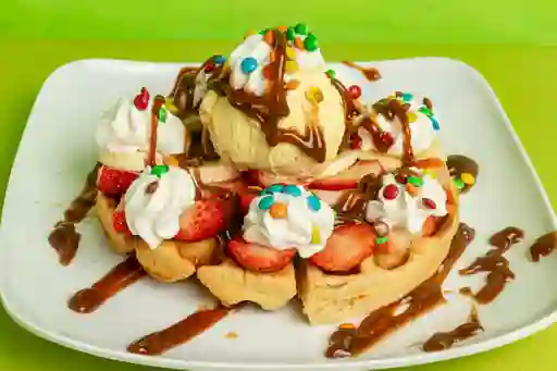 Waffle con Helado
