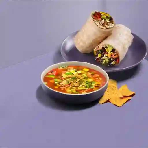 Burrito Texmex + 1/2 Sopa de Tortilla