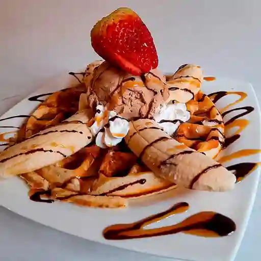 Waffle con Helado