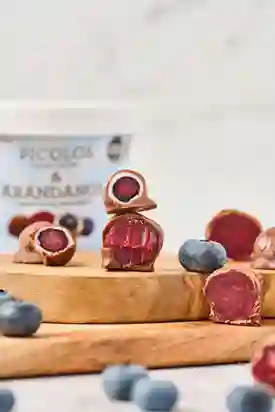 Pícolos de Brownie Redvelvet y Arándanos