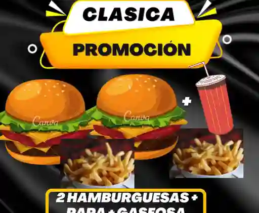 2 Hamburguesas con Papas + Gaseosa