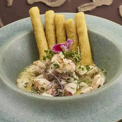 Ceviche de Camarones y Pescado Blanco