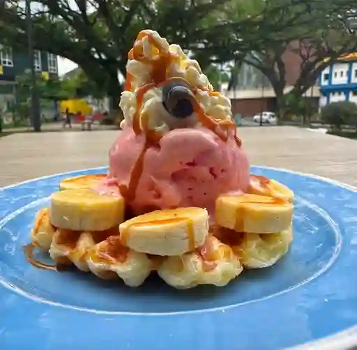 Waffle de Pandeyuca con Gelato