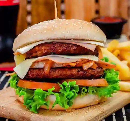 Hamburguesa Pulgar Doble Carne + Papas