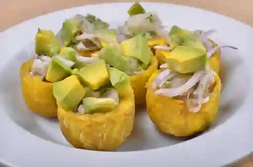 3 Ceviches de Chicharrón en Plátano