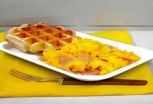 Waffluñuelos con Huevos y Jamón