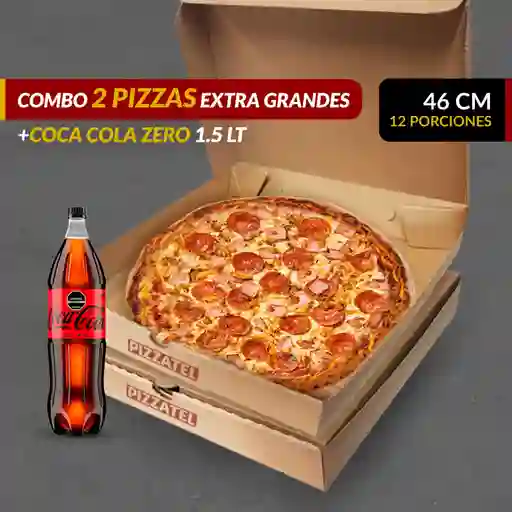 Combo 2 Pizzas Extragrandes + Coca Cola 1.5Lt