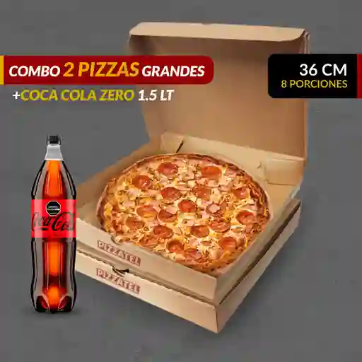 Combo 2 Pizzas Grandes + Coca Cola 1.5Lt