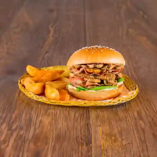 Hamburguesa al Carbón con Champiñón