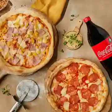 Pizza Hawaiana & Pizza Doble Pepperoni + Coca Cola