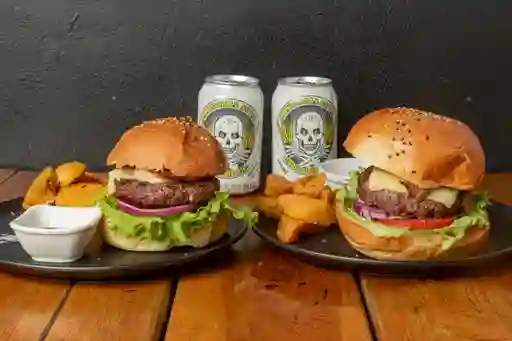 2 Hamburguesas + 2 Cervezas Immortal