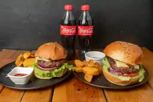 2 Hamburguesas + 2 Coca-Cola 400 ml