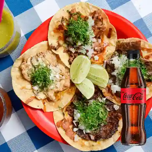 Combo 4 Tacos + Coca Cola Sin Azúcar 300ml