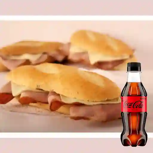 Combo Sandwich Jamón y Queso + Coca Cola Sin Azúcar 250ML