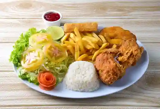 Bandeja con Pollo Broaster