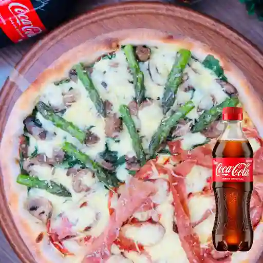 Crea Tu Pizza Mitad y Mitad + Coca Cola Original 400ml