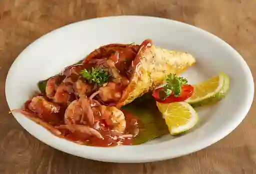 Ceviche de Camarón en Cono de Plátano