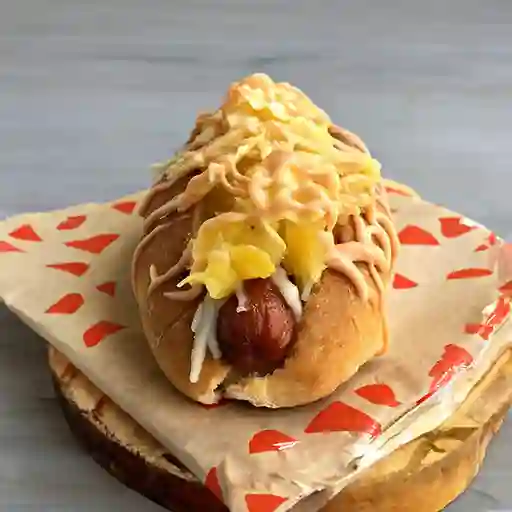 Hot Dog Hawaiano con Papas a la Francesa